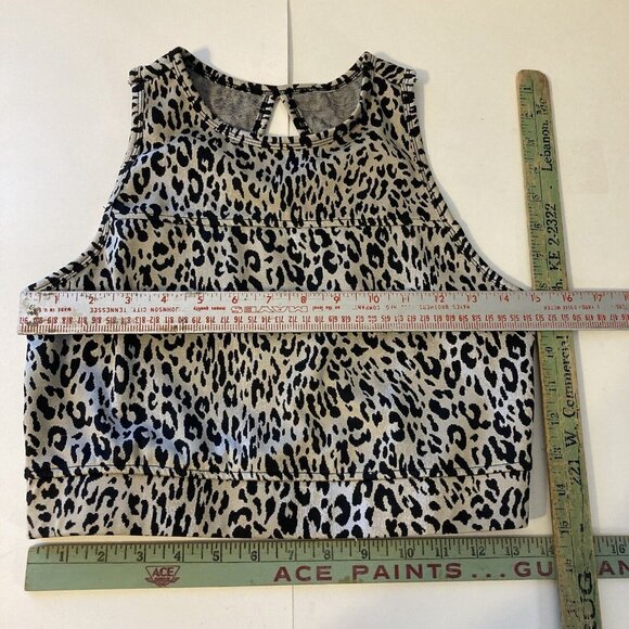 Josie Natori Womens Cropped Tank Top Activewear Medium Animal Print - Picture 2 of 5